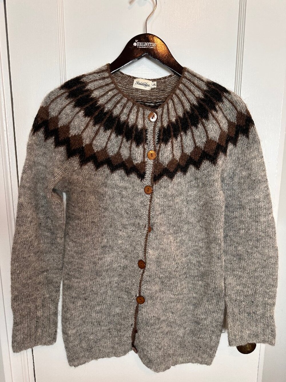 Icelandica Gray 100% Wool Cardigan, L/XL